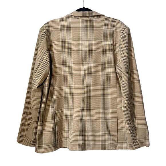 Womens Beige Plaid Single-Breasted Blazer Size L NWT Notch Collar - Picture 7 of 12
